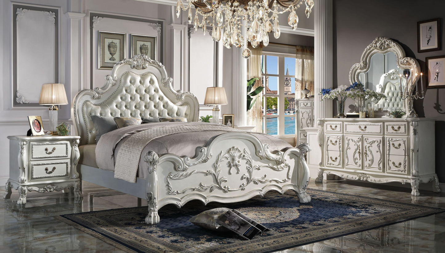 ACME Dresden  Queen Bed in PU & Bone White Finish BD01682Q