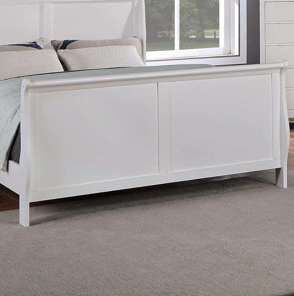 Modern 1pc Full Size Bed Bedroom Furniture Sleigh Design Headboard Footboard Plywood 1pc Bedframe White Color