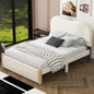 Full Size Upholstered Platform Bed with Wood Supporting Feet, Beige