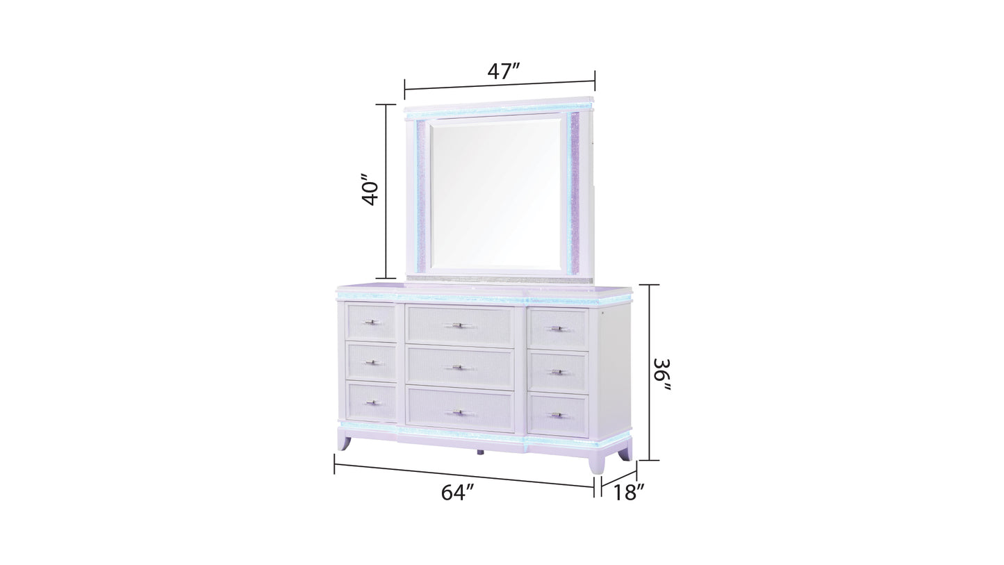 King 4 Pc Bedroom set in Milky White