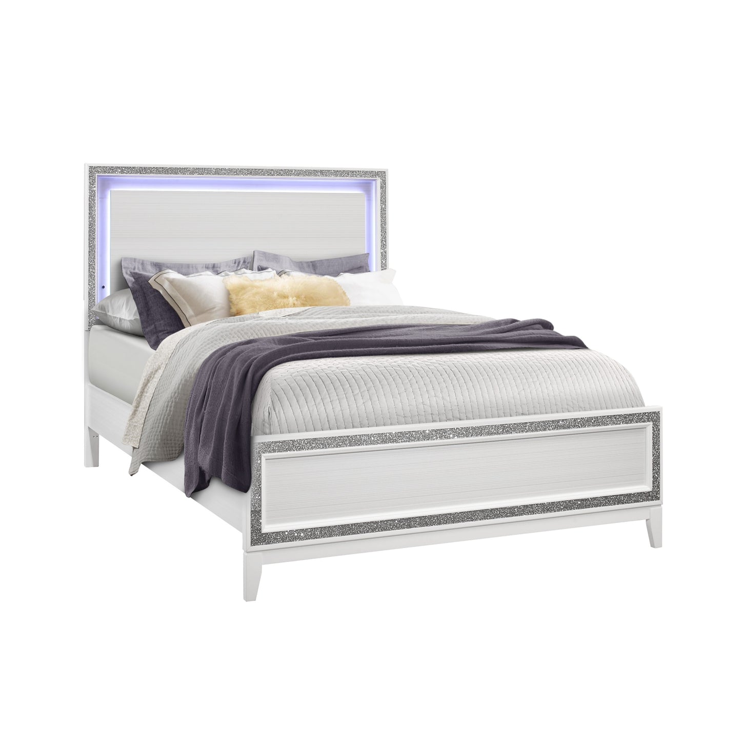 ALMERA GLITTER WHITE QUEEN BED