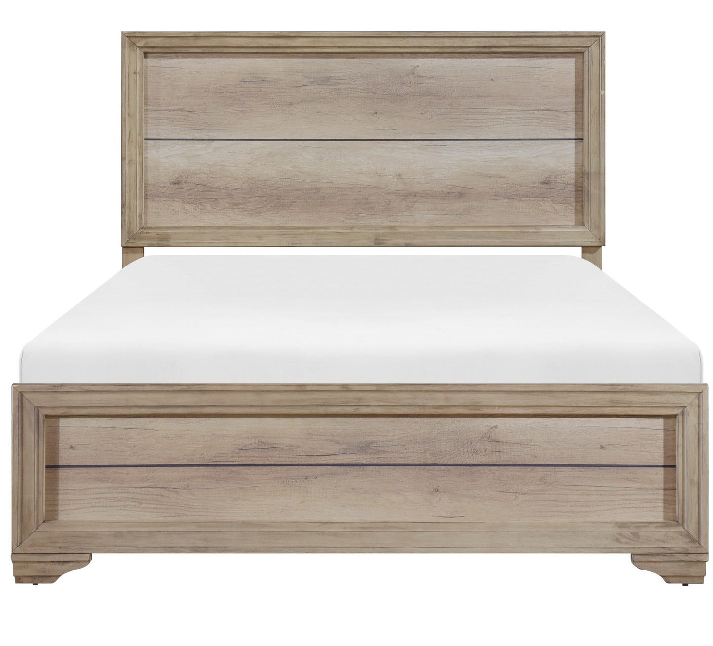 Contemporary Natural Finish 1pc Full Size Bed Premium Melamine Board Wooden Bedroom Furniture