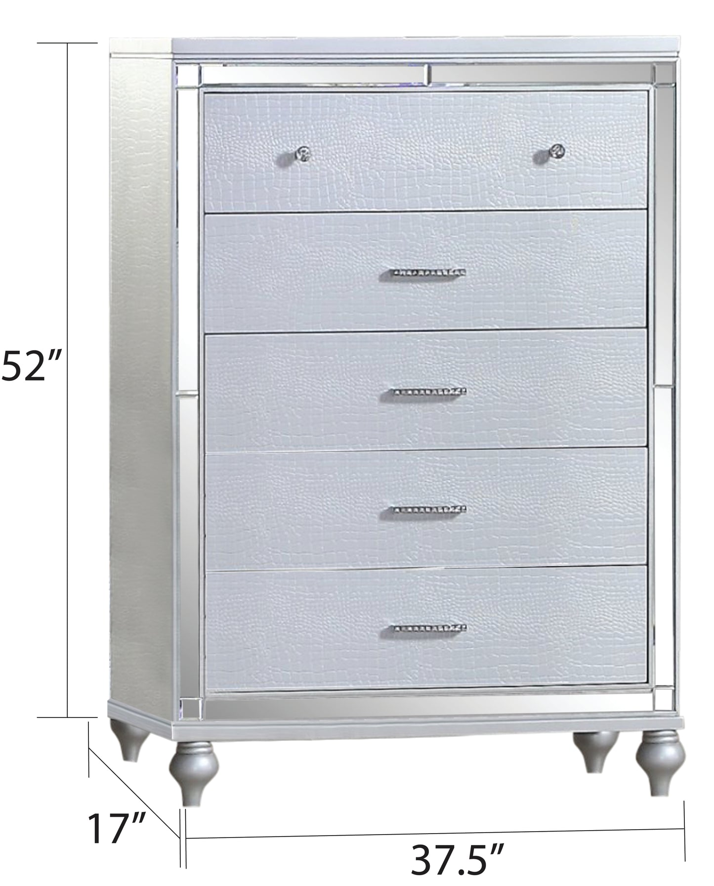 Ensemble de chambre à coucher King 5 pièces en bois rembourré avec éclairage d'ambiance en finition velours gris