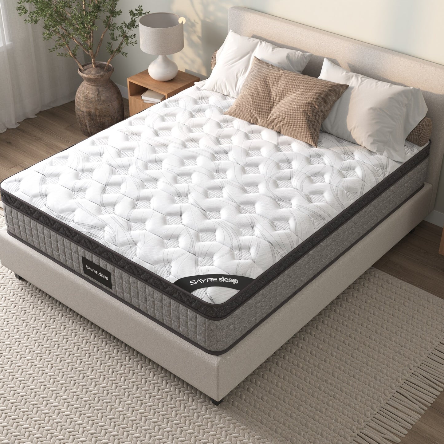 Assembled in USA -  High Quality 10" Full Diamond Innerspring Hybrid and Cooling Gel Memory Foam Mattress, Pressure Relief, and Motion Isolation, CertiPUR-US and Oeko TEX Certified