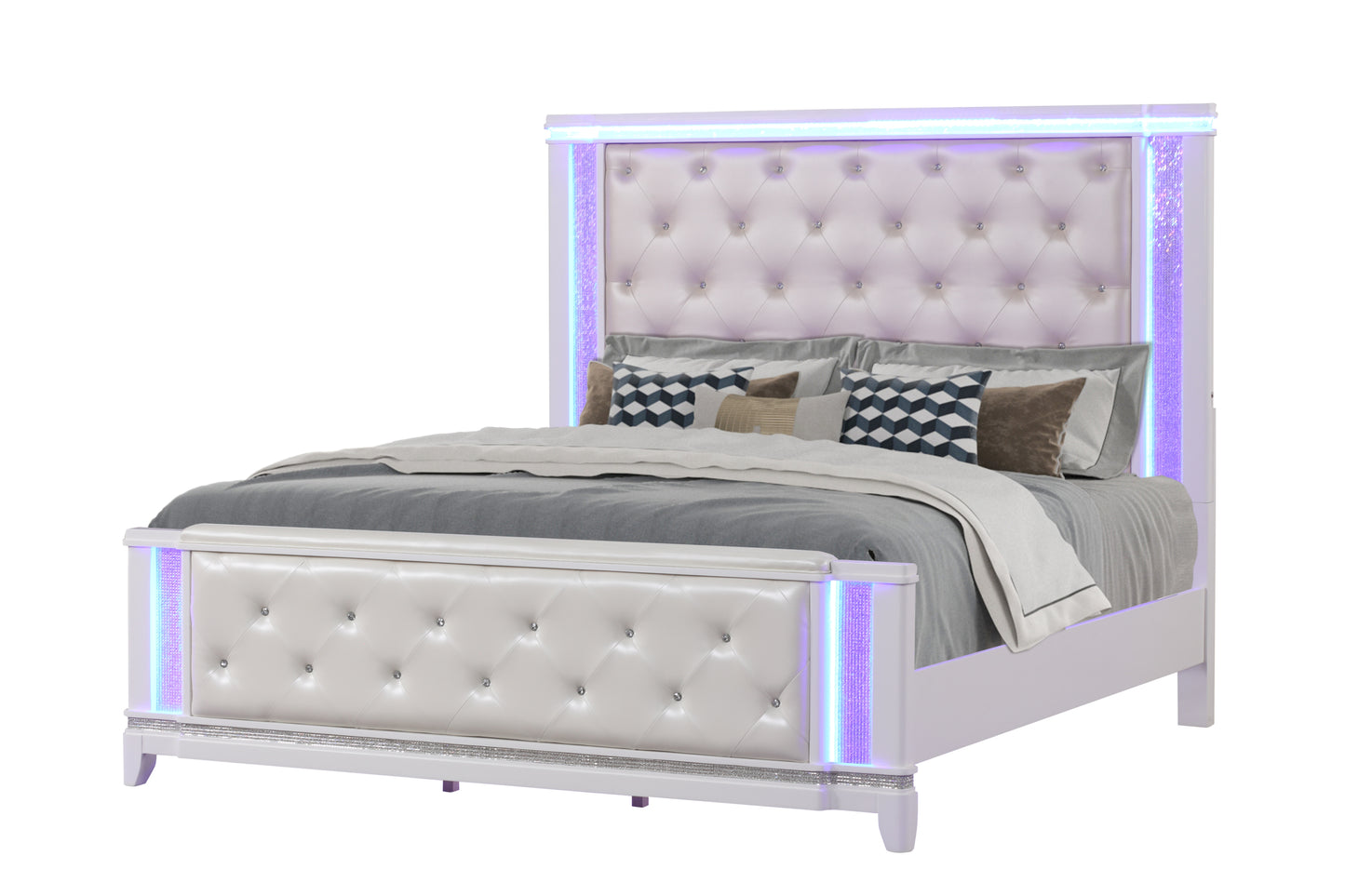 King 4 Pc Bedroom set in Milky White