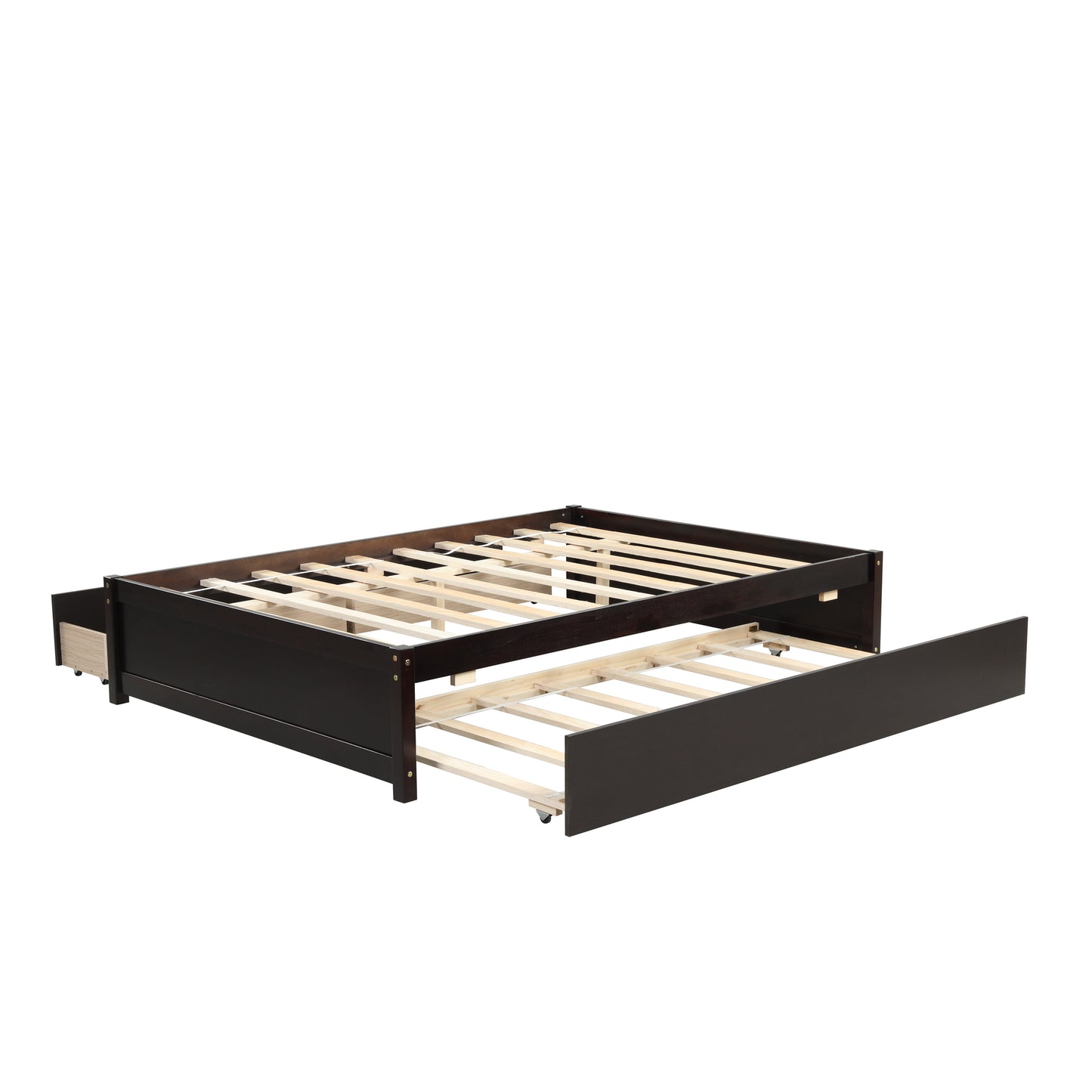 FULL BED WITH TWIN SIZE TRUNDLE AND TWO DRAWERS FOR ESPRESSO COLOR