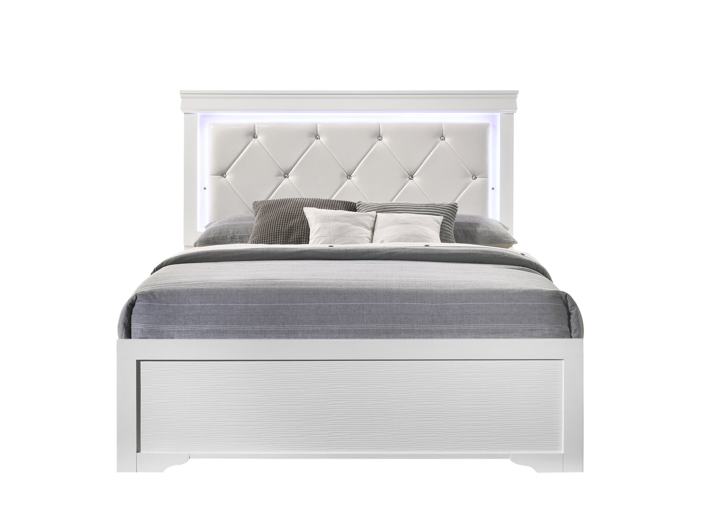 Twin 4 Piece LED Bedroom set made with Wood in White