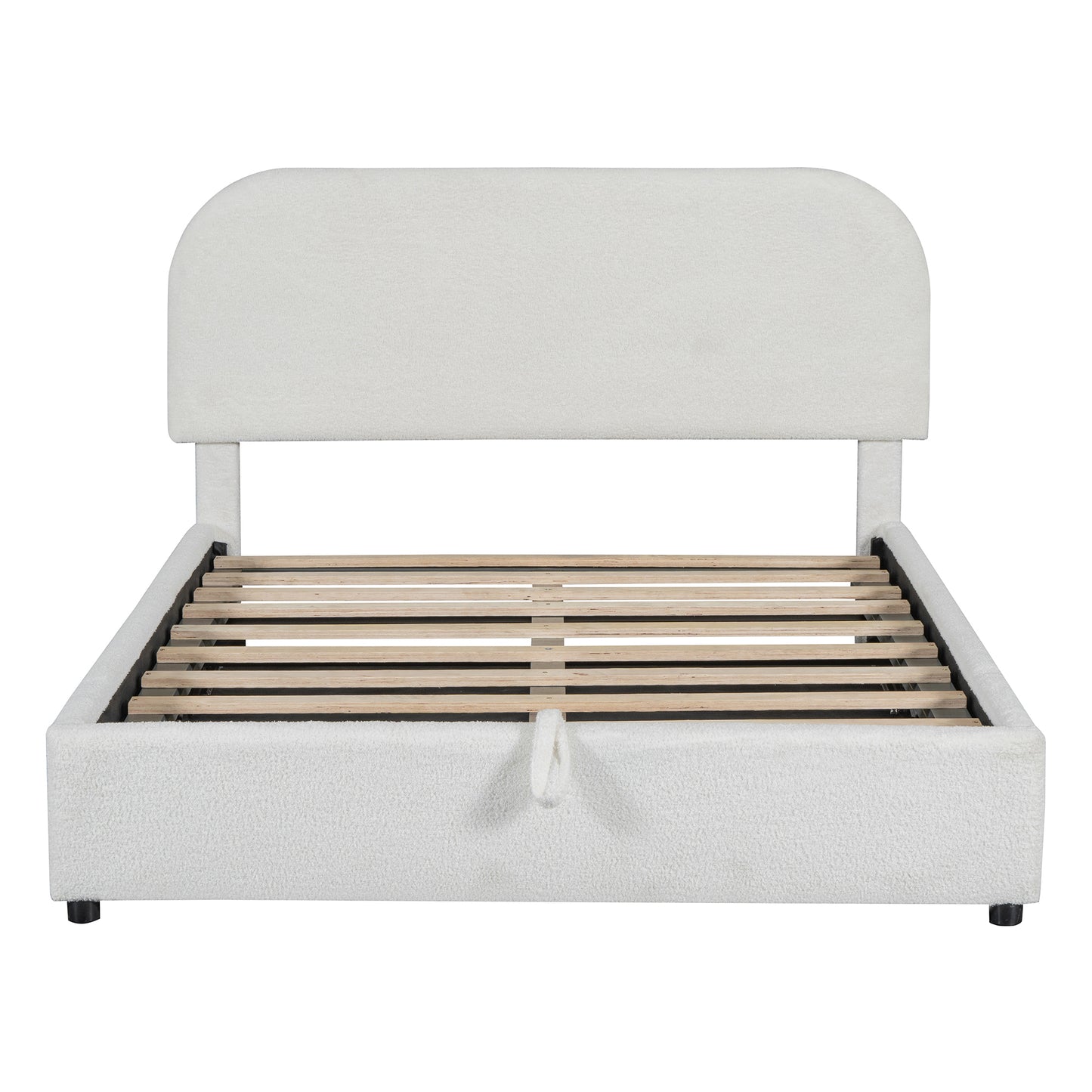 Teddy Fleece Full  Size Upholstered Platform Bed with Hydraulic Storage System, White