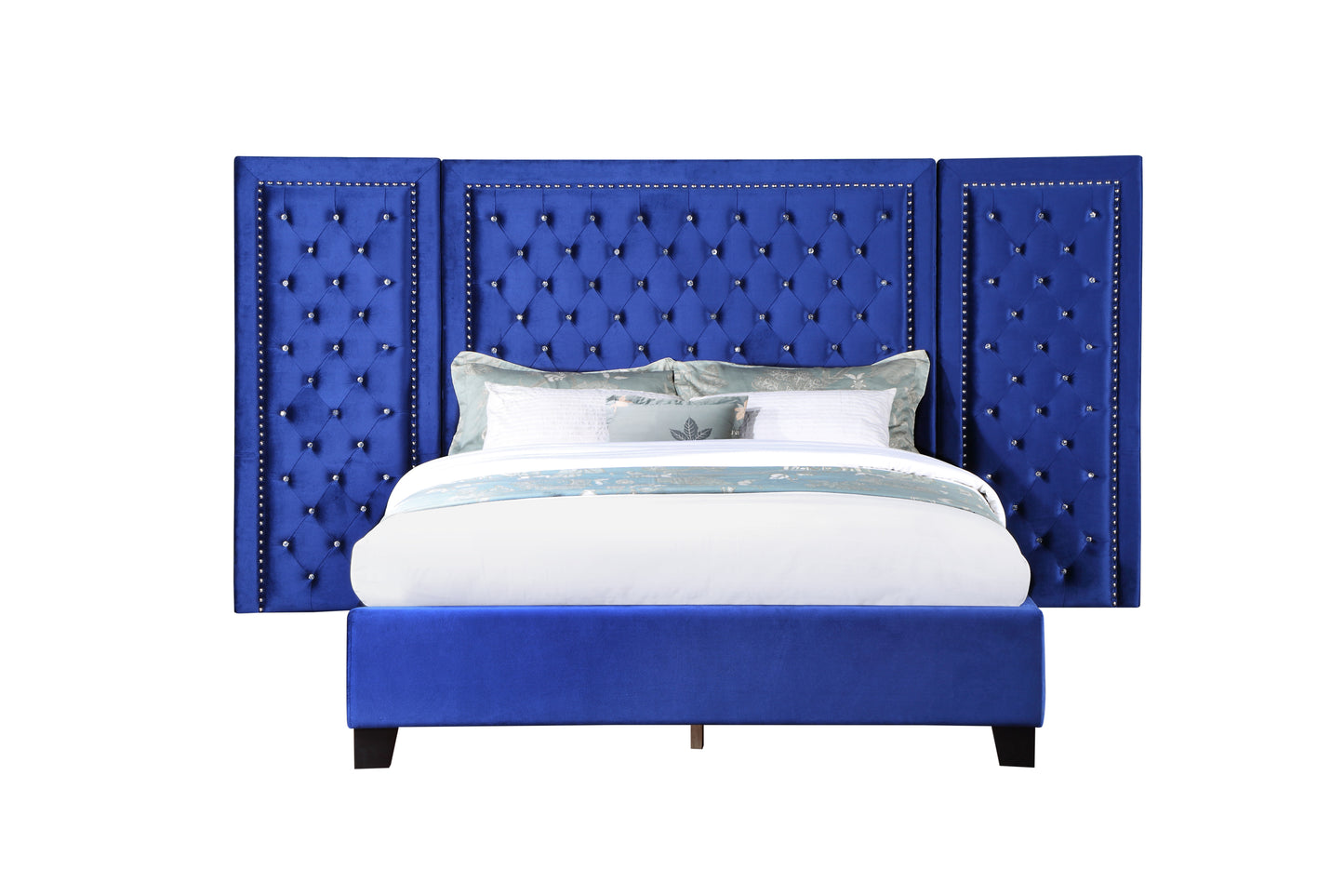 ACME Damazy Eastern King Bed, Blue Velvet BD00972EK