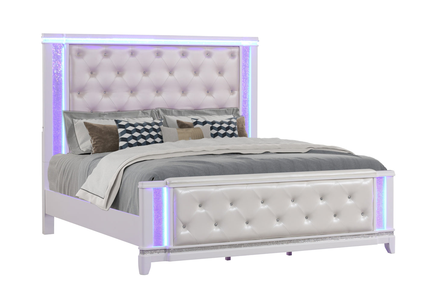 King 4 Pc Bedroom set in Milky White