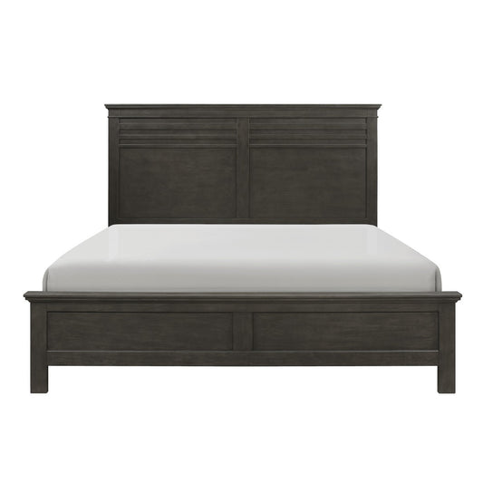 Charcoal Gray Finish Queen Bed 1pc Transitional Style Wooden Bedroom Furniture Panel Bed