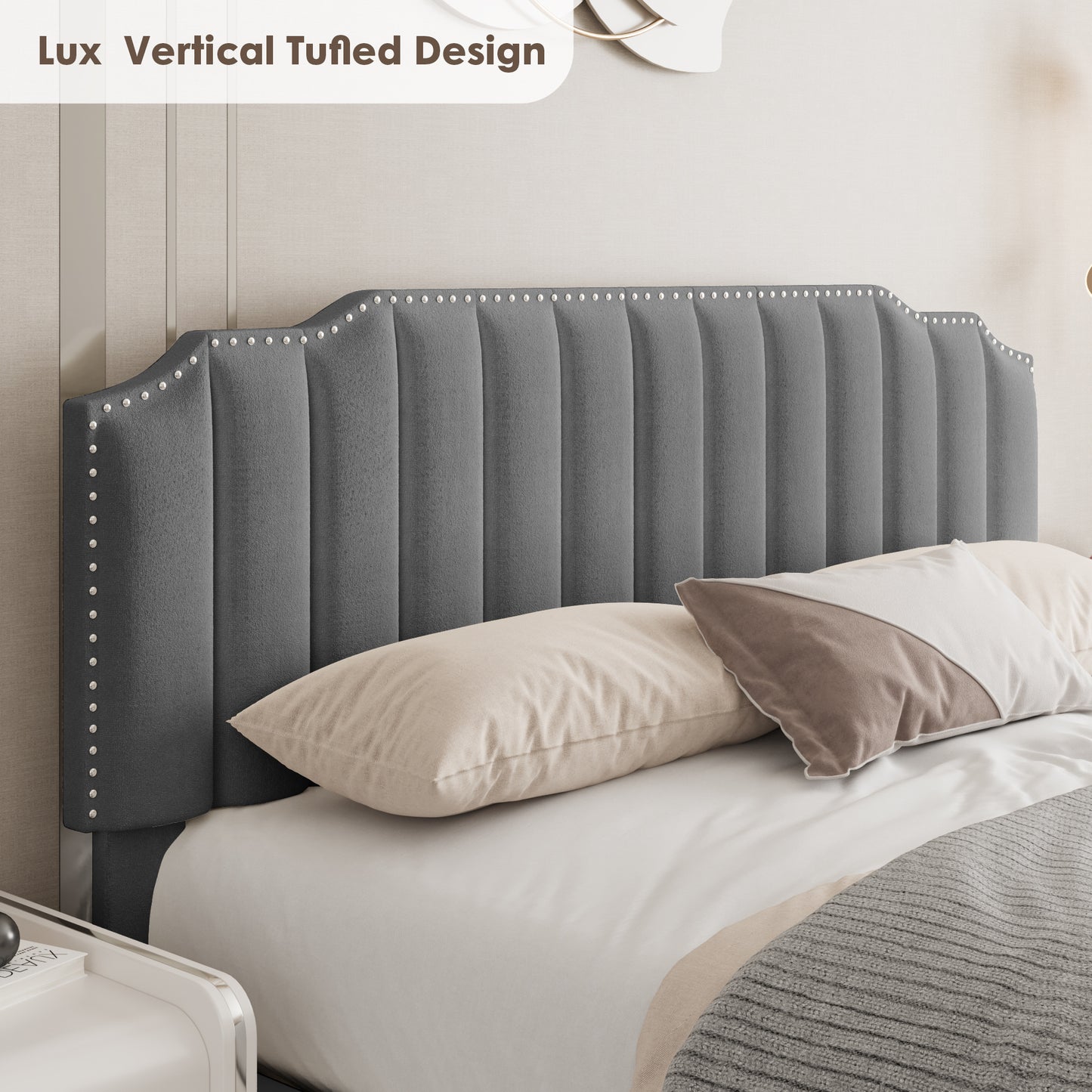 LIFT UP DOUBLE SIZE BED GRAY VELVET