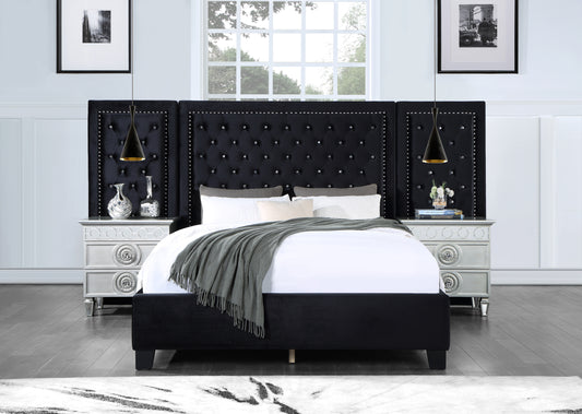 ACME Damazy Queen Bed, Black Velvet BD00975Q