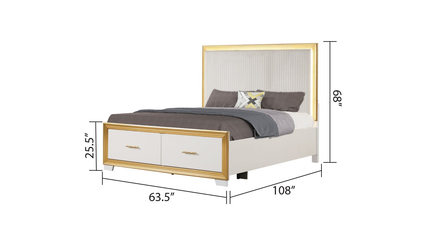 Contemporary Style 5PC Queen Bedroom Set Made with Wood & Gold Finish