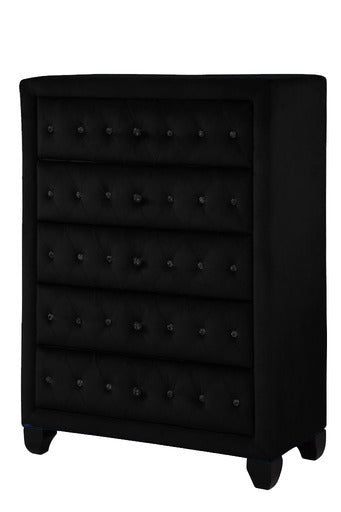 Ensemble de chambre à coucher King 5 pièces en tissu d'ameublement en bois noir