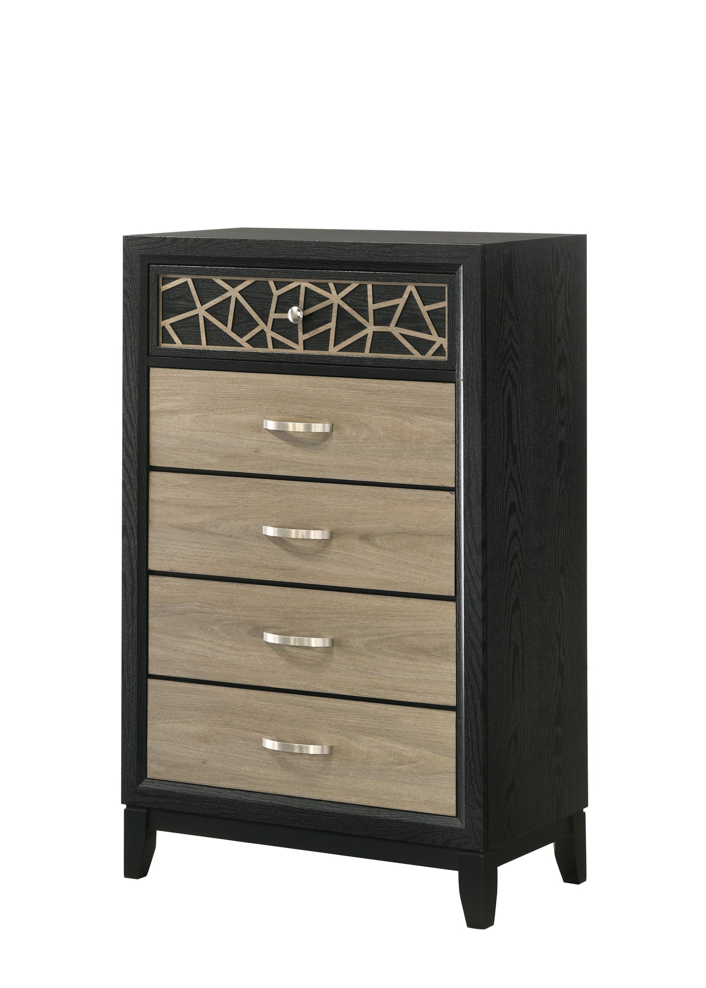 Selena Modern & Contemporary King 5PC Bedroom set Made with Wood in Black and Natural