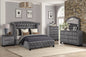 Queen 5 Pc Upholstery Bedroom Set Made With Wood in Gray