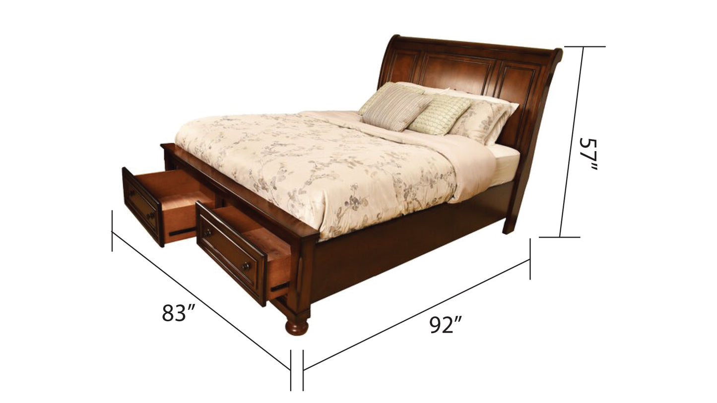 King Storage Platform Bed Made with Wood in Dark Walnut