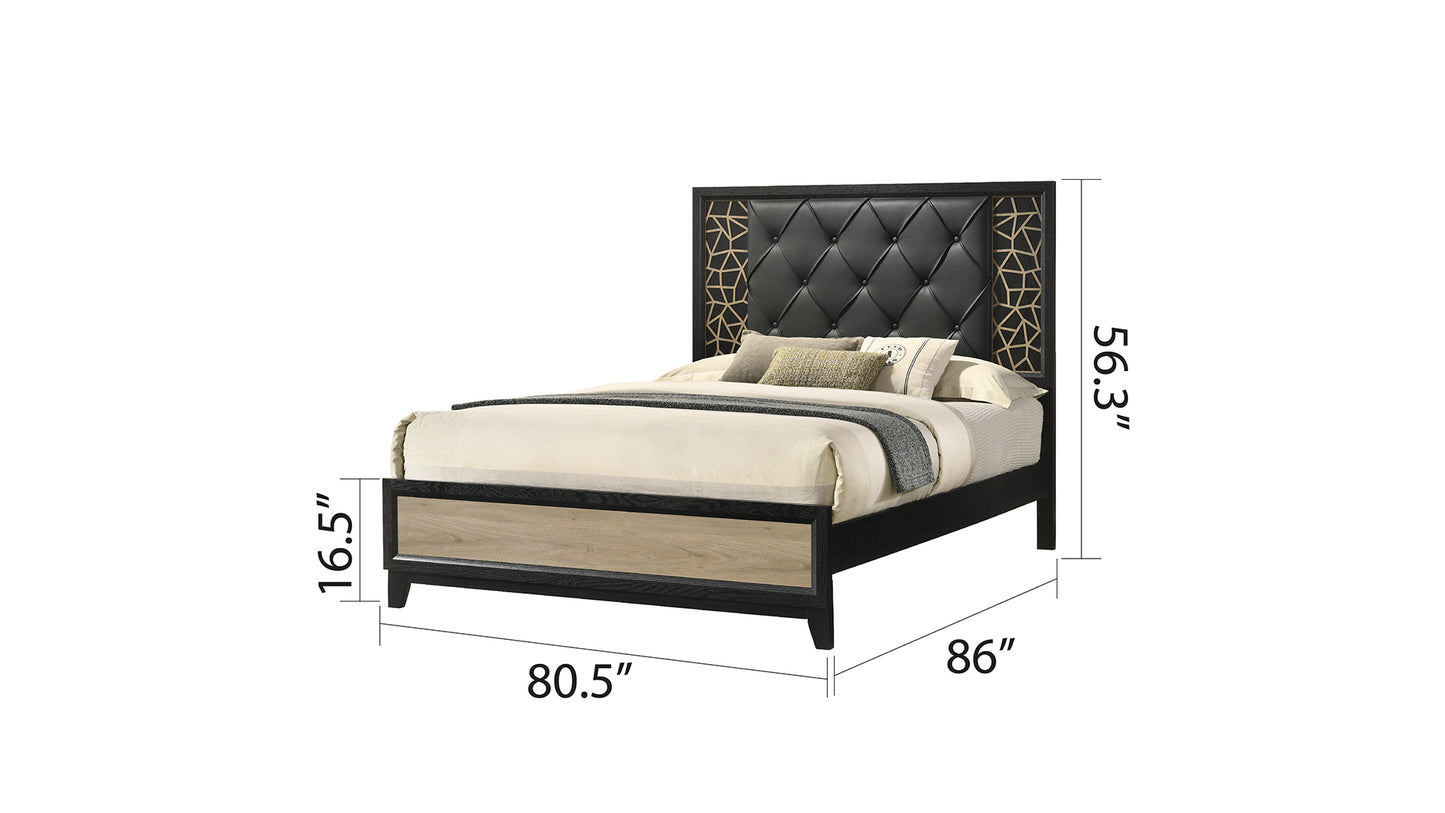 Selena Modern & Contemporary King 4PC Bedroom set Made with Wood in Black and Natural