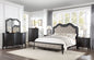 ACME Chelmsford Eastern King Bed, Beige Fabric & Antique Black Finish BD02295EK