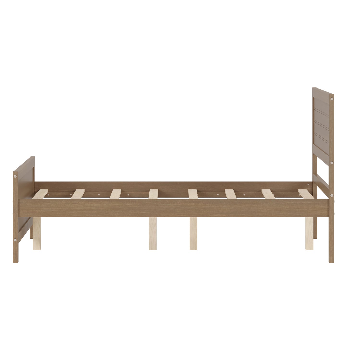 Wood Platform Bed Frame with Headboard, Mattress Foundation with Wood Slat Support, No Box Spring Needed, Full Size, Walnut