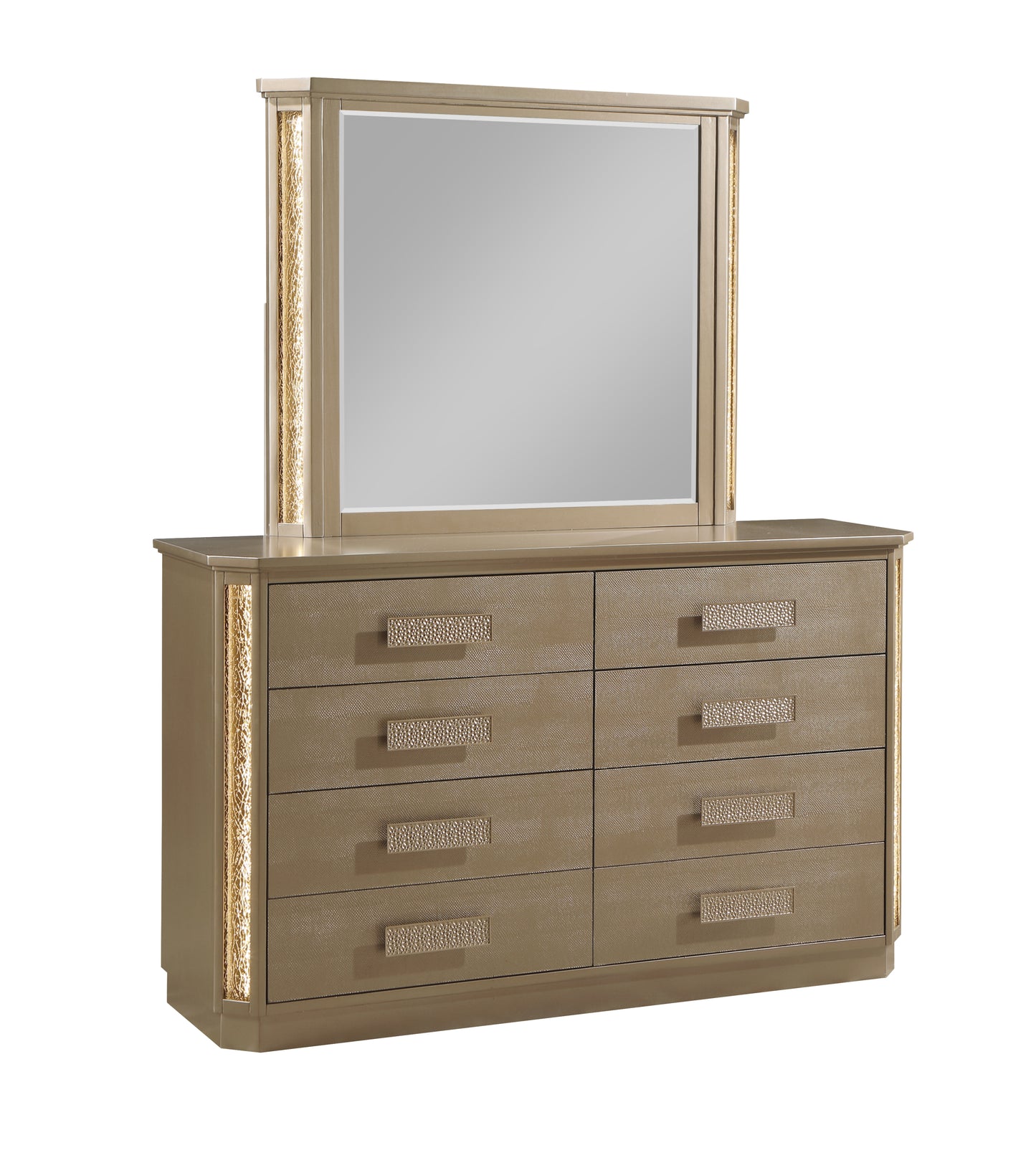 Queen 4PC Bedroom set Made with Wood in Gold