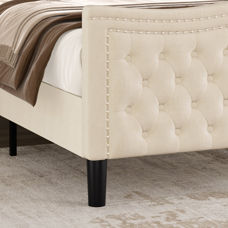 LIFT UP VELVET BEIGE  KING  SIZE BED