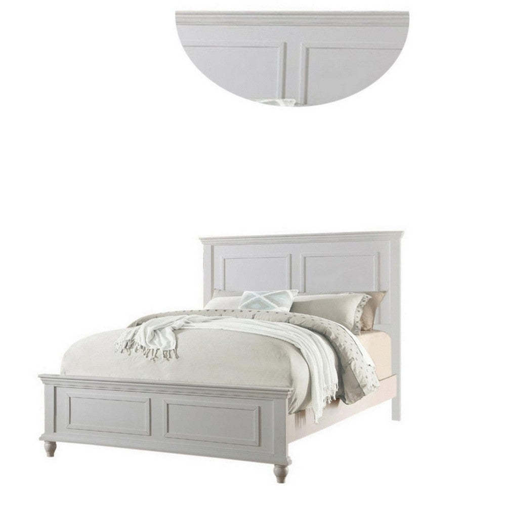 White Color Queen Size Bed Bedroom Furniture High Panel Headboard Footboard Plywood 1pc Bedframe