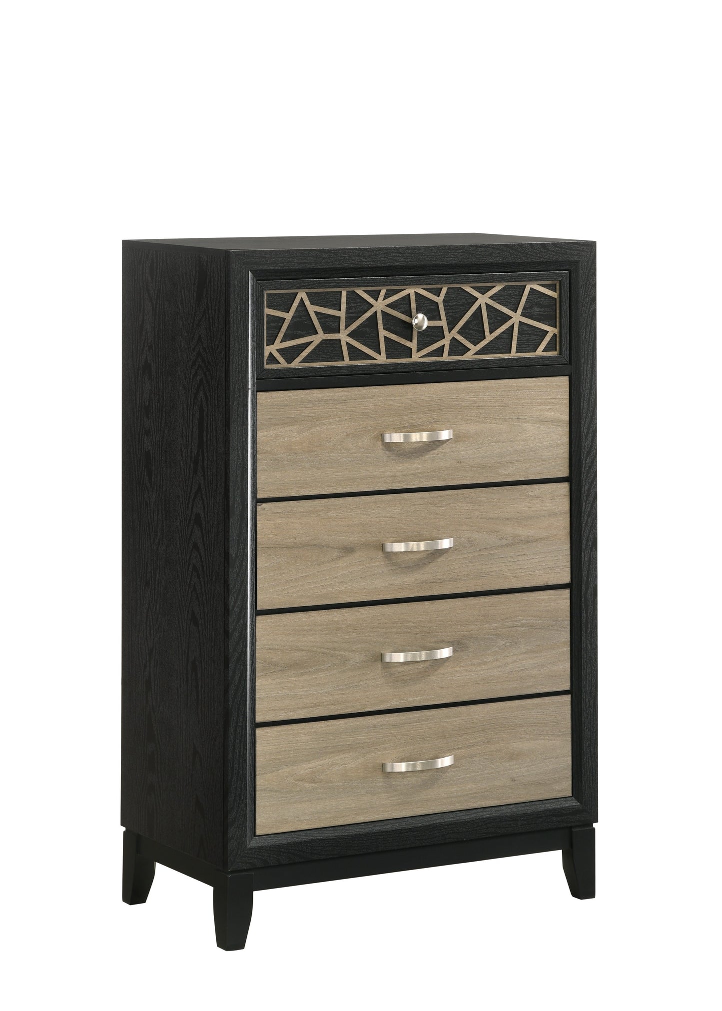 Selena Modern & Contemporary Queen 5PC Bedroom set Made with Wood in Black and Natural