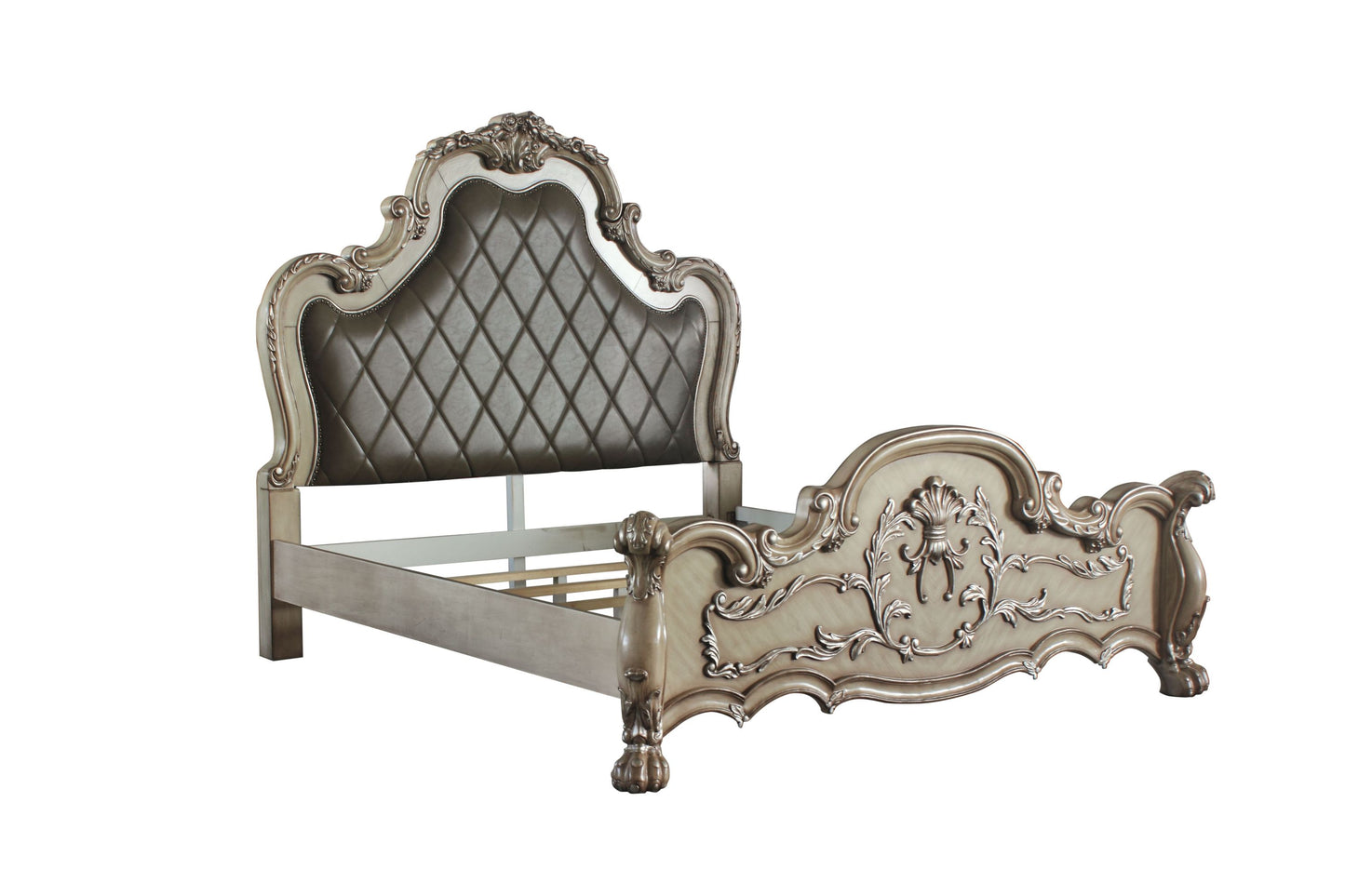 ACME Dresden Queen Bed, Vintage Bone White & PU 28170Q