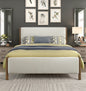 Modern Contemporary Bedroom 1pc Full Platform Bed Soft Beige Chenille Fabric Upholstered Bed Solid Wood Furniture