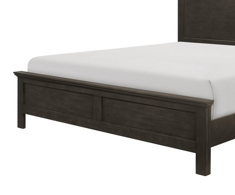 Charcoal Gray Finish Queen Bed 1pc Transitional Style Wooden Bedroom Furniture Panel Bed