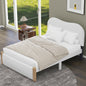 Full Size Upholstered Platform Bed with Wood Supporting Feet, White