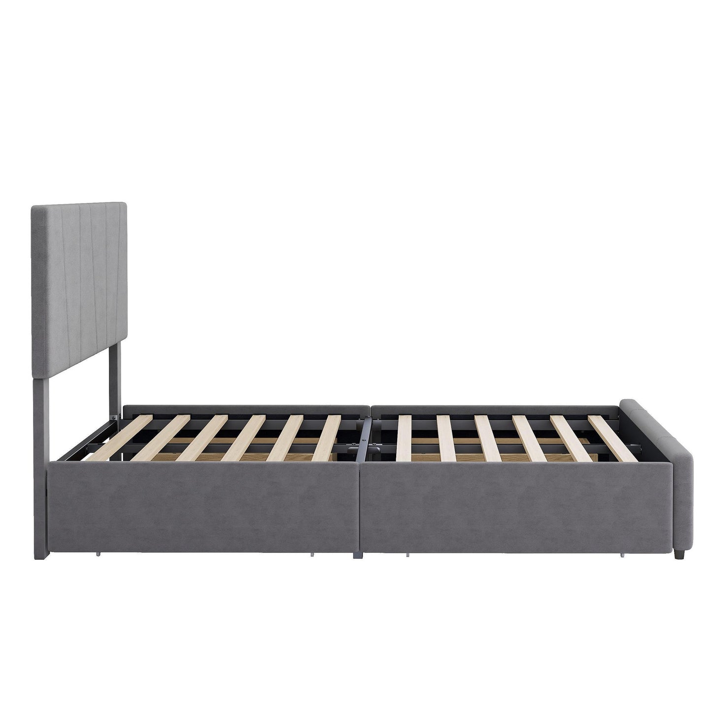 Full Size Upholstery Platform Bed with Four Drawers on Two Sides, Adjustable Headboard, Grey(Old SKU: WF291773EAA)