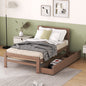 Modern Design Twin Size Platform Bed Frame with 2 Drawers for Walnut Color