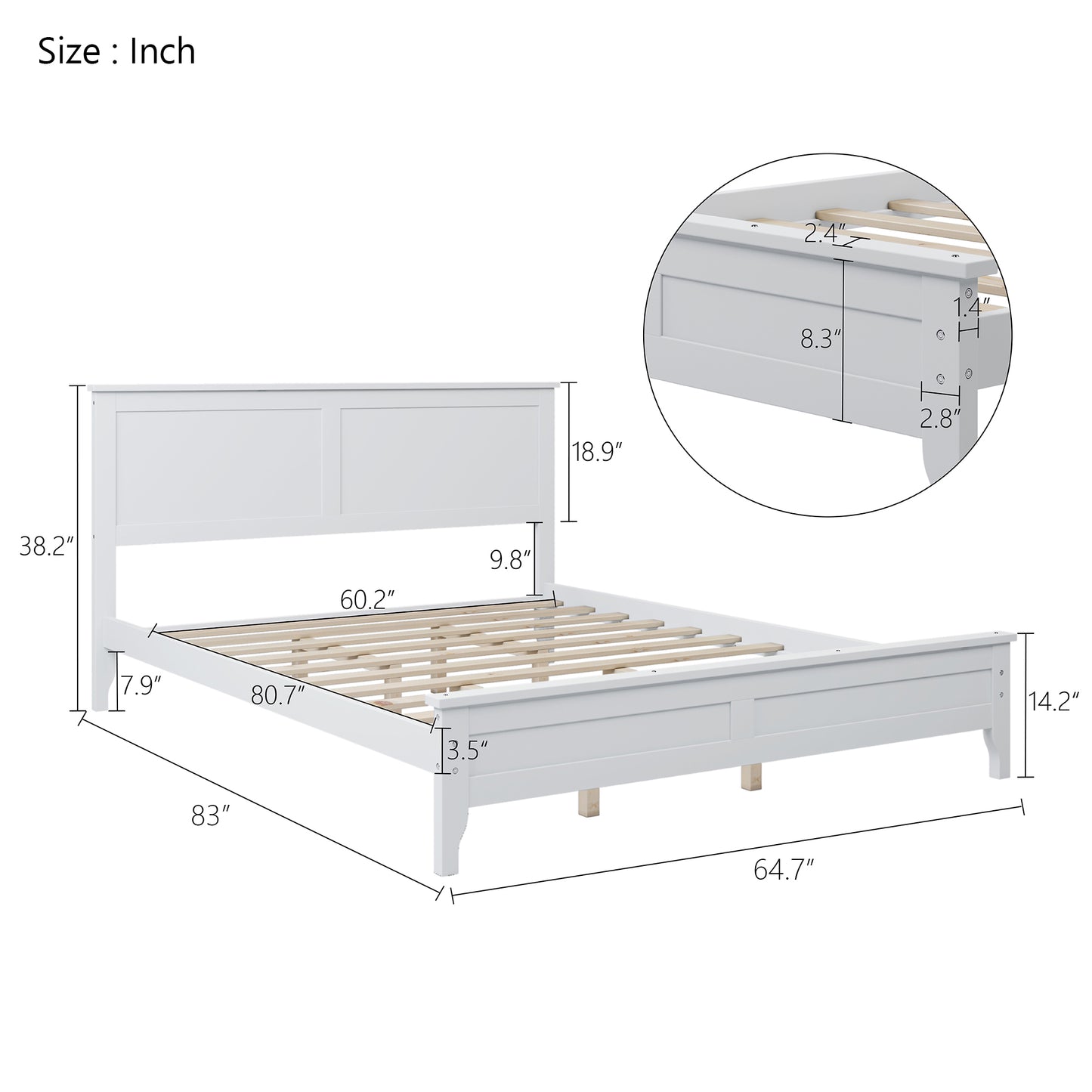 Modern White Solid Wood Queen Platform Bed (old sku:WF283525AAK)