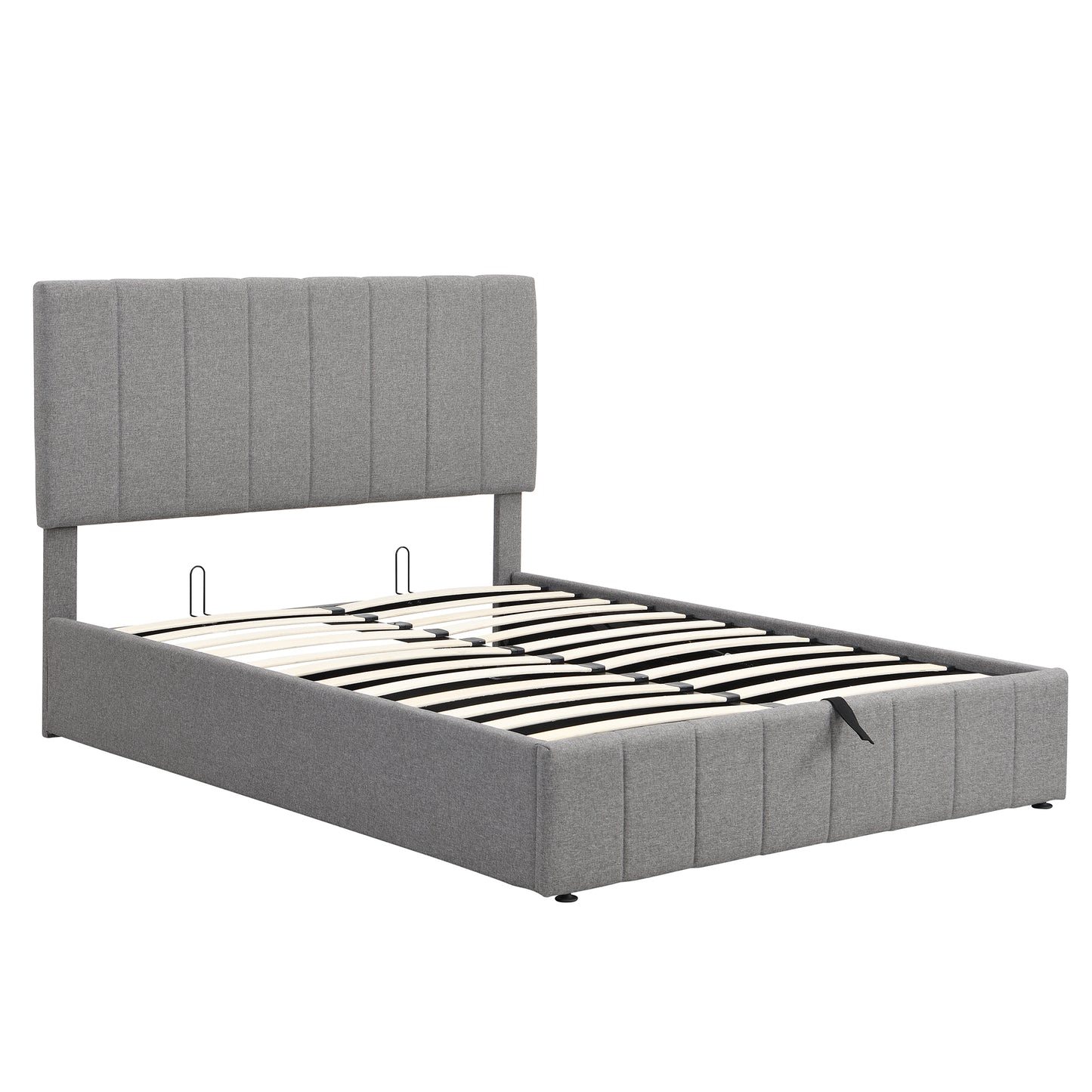 Full size Upholstered Platform bed with a Hydraulic Storage System - Gray