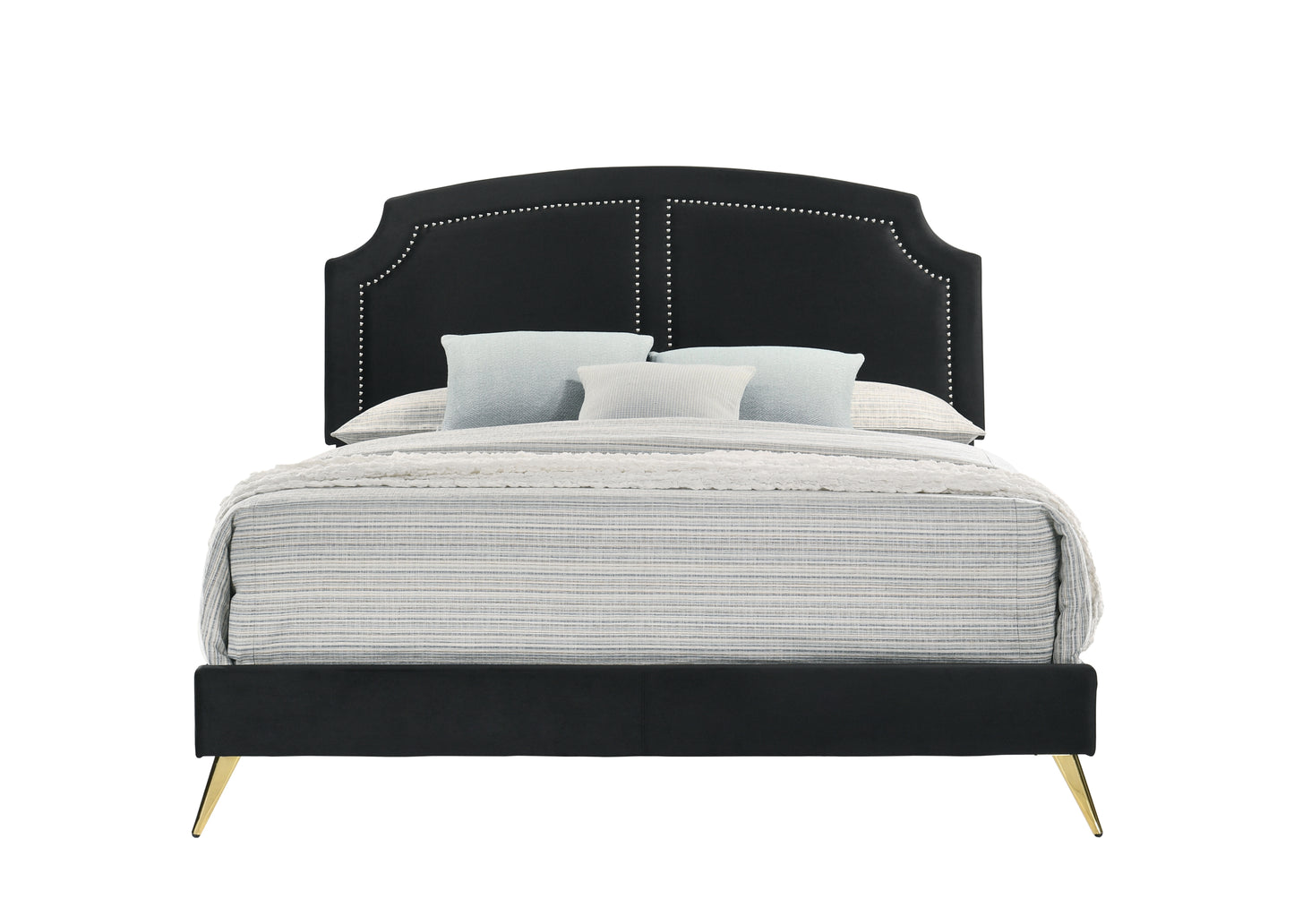 ACME Zeena Queen Bed, Black Velvet BD01176Q