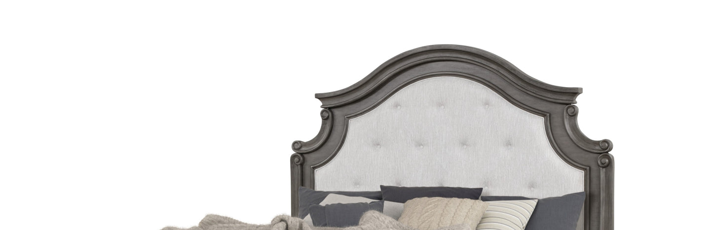 Traditional Style King Bed Made with wood in Rustic Gray