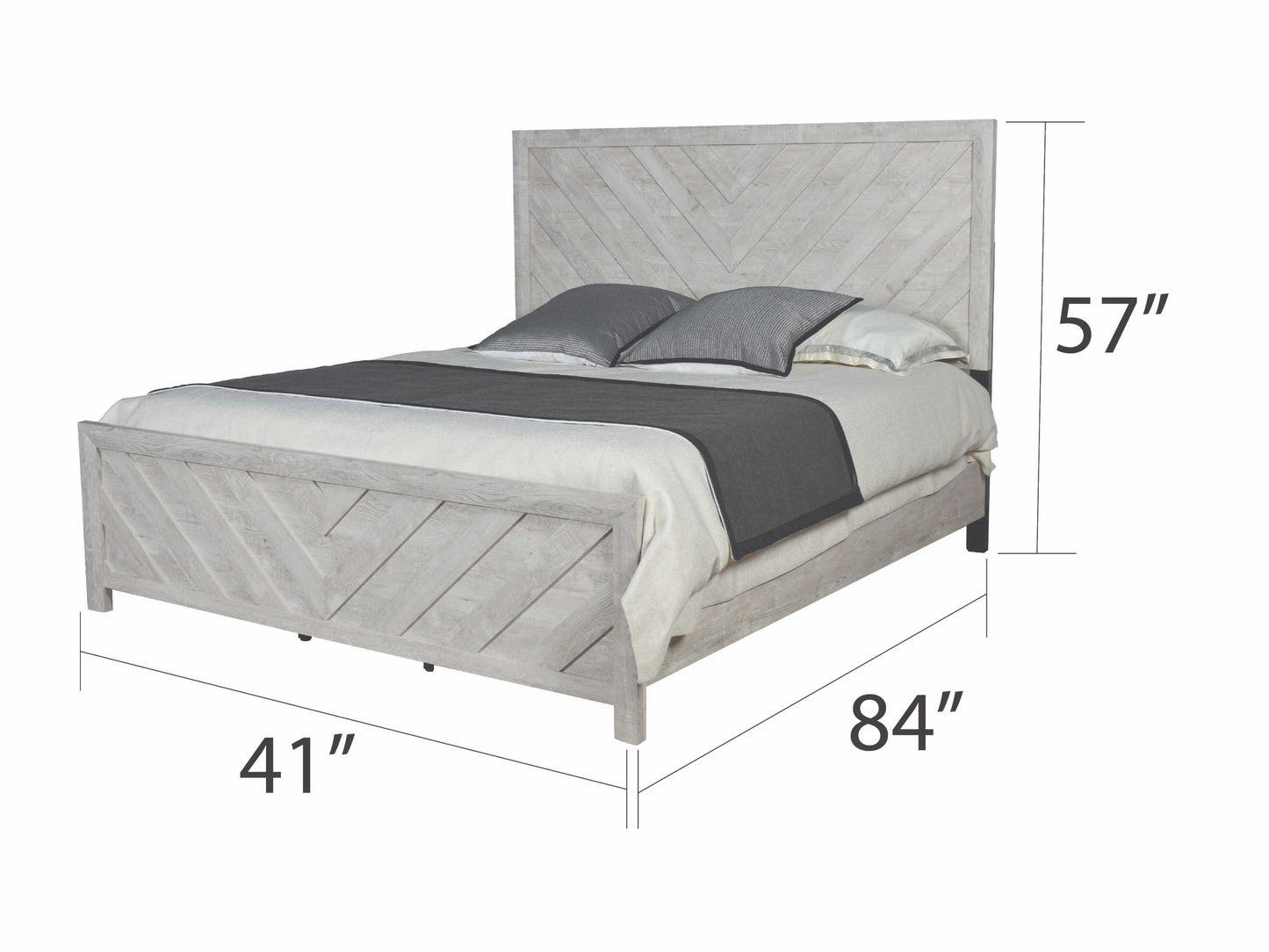 Modern Style Twin Bed Made with Wood in Gray