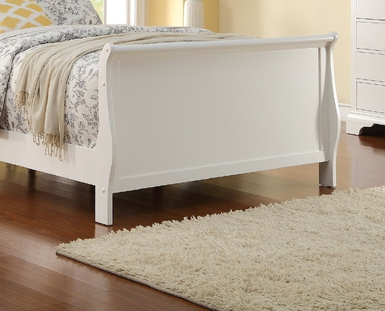 Modern 1pc Twin Size Bed Bedroom Furniture Sleigh Design Headboard Footboard Plywood 1pc Bedframe White Color