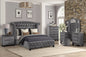 Full 5 Pc Vanity Upholstery Bedroom Set Made With Wood in Gray