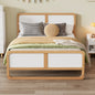 Modern Style Full Size Solid Wood Platform Bed for  Kids, Teens, Adults, No Need Box Spring, Walnut and White