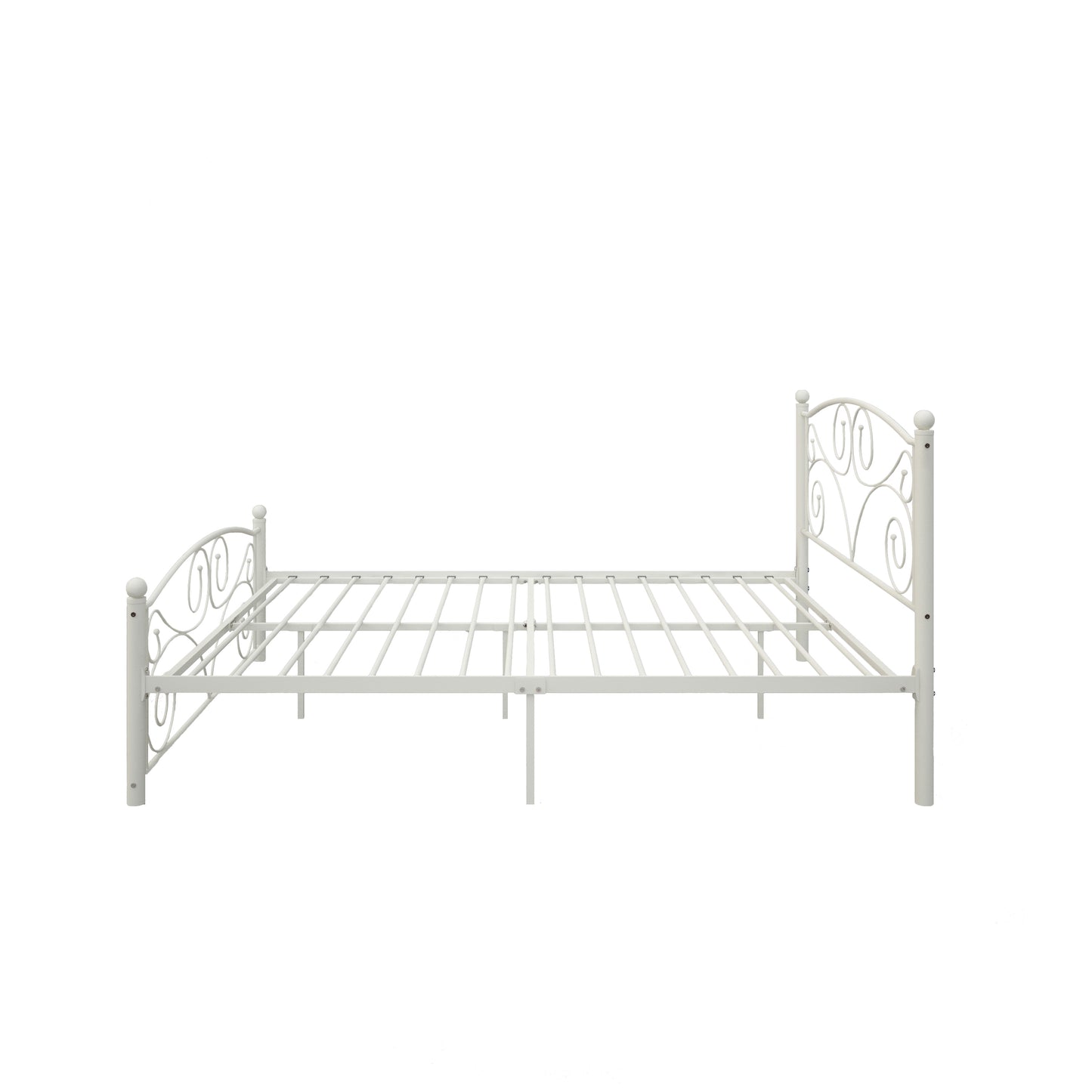 Full Size Unique Flower Sturdy System Metal Bed Frame with Headboard and Footboard