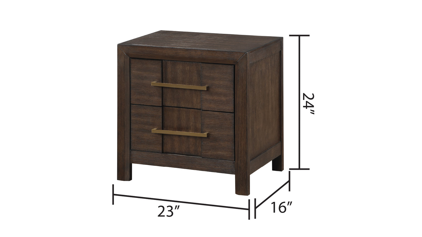 Modern Style King 4PC Storage Bedroom Set Made with Wood, LED Headboard, Bluetooth Speakers & USB Ports - Walnut