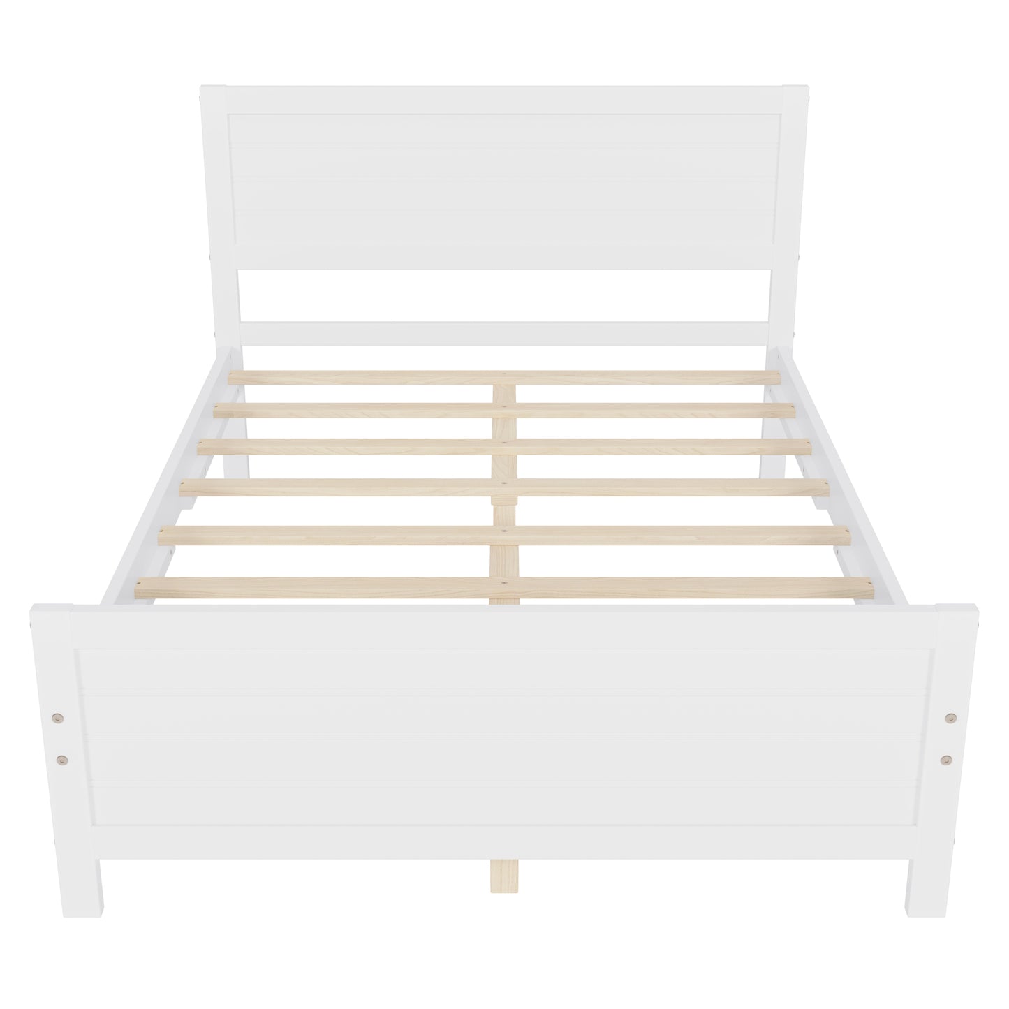 Wood Platform Bed Frame with Headboard, Mattress Foundation with Wood Slat Support, No Box Spring Needed, Full Size, White