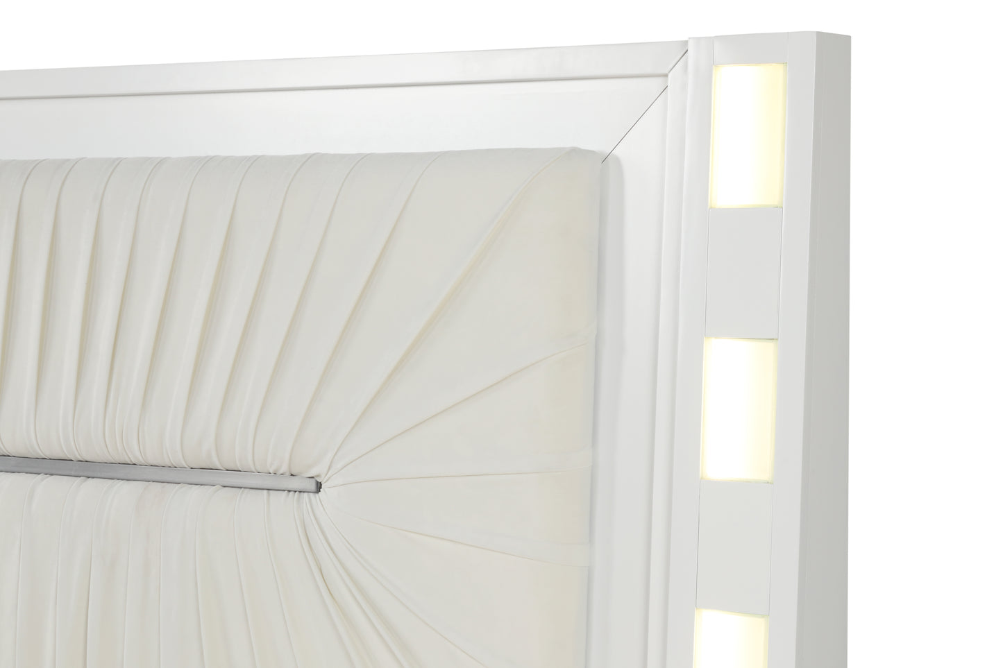 Juego de dormitorio Queen de 4 piezas con luces LED fabricado con madera en color blanco lechoso