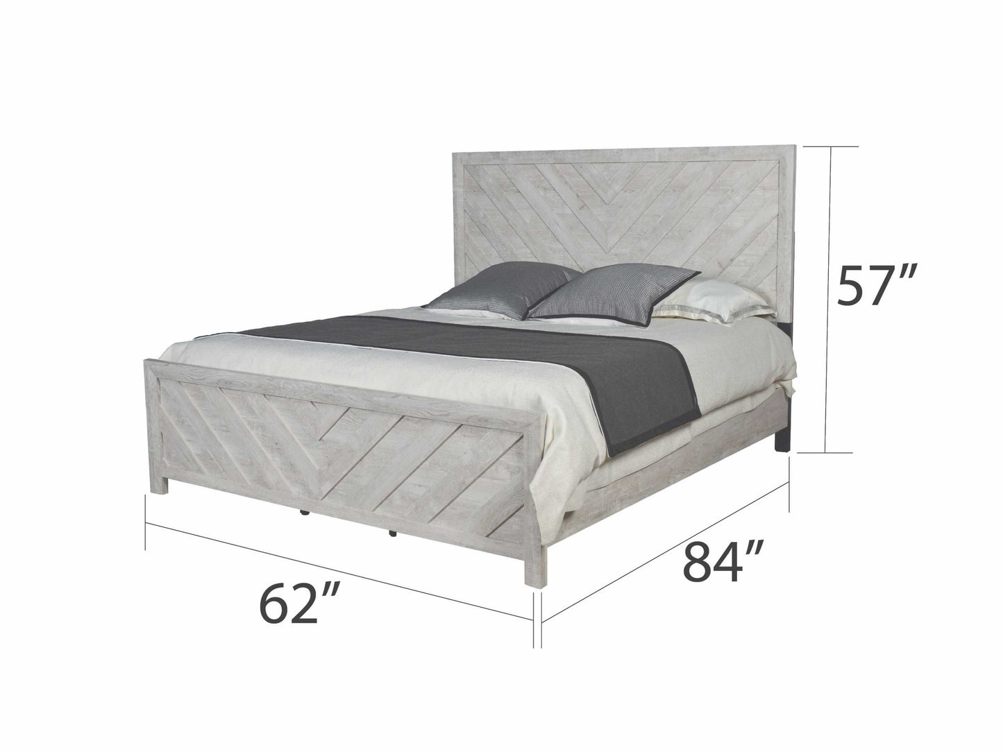 Modern Style Queen Bed Made with Wood in Gray