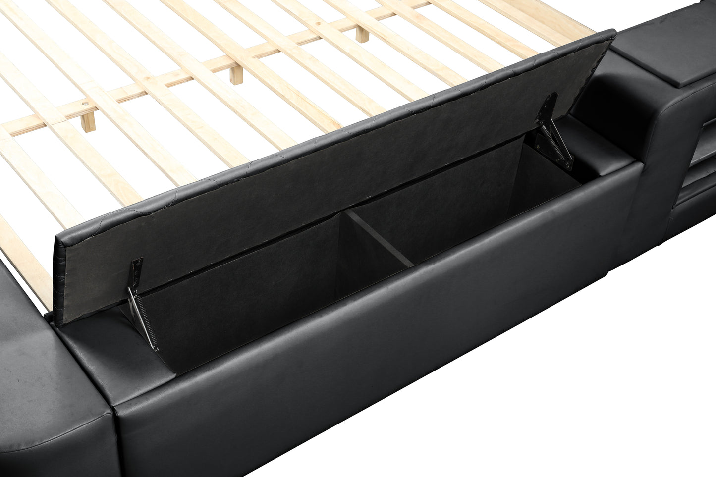 Smart Multifunctional King Size Bed Made with Wood in Black