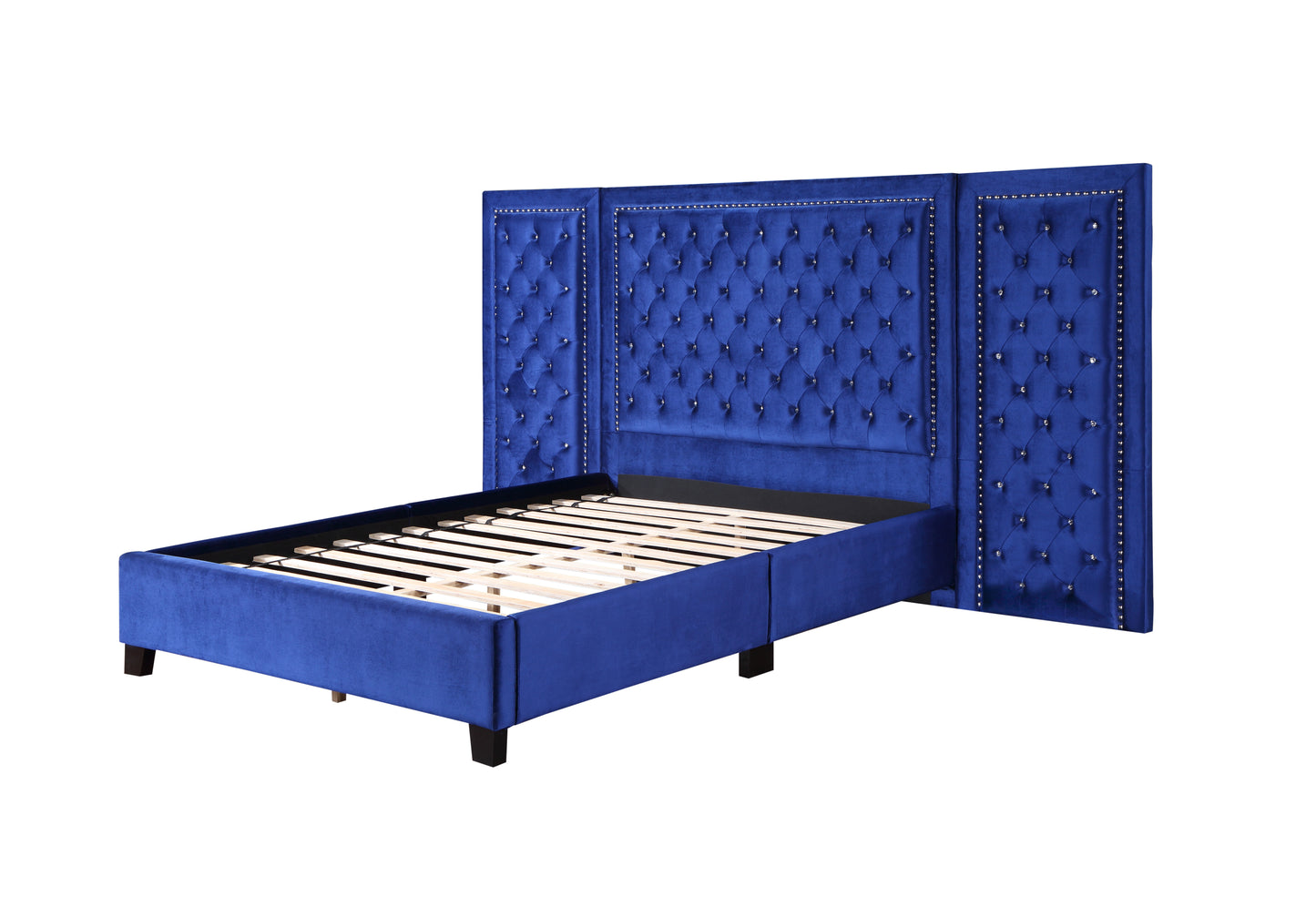 ACME Damazy Eastern King Bed, Blue Velvet BD00972EK